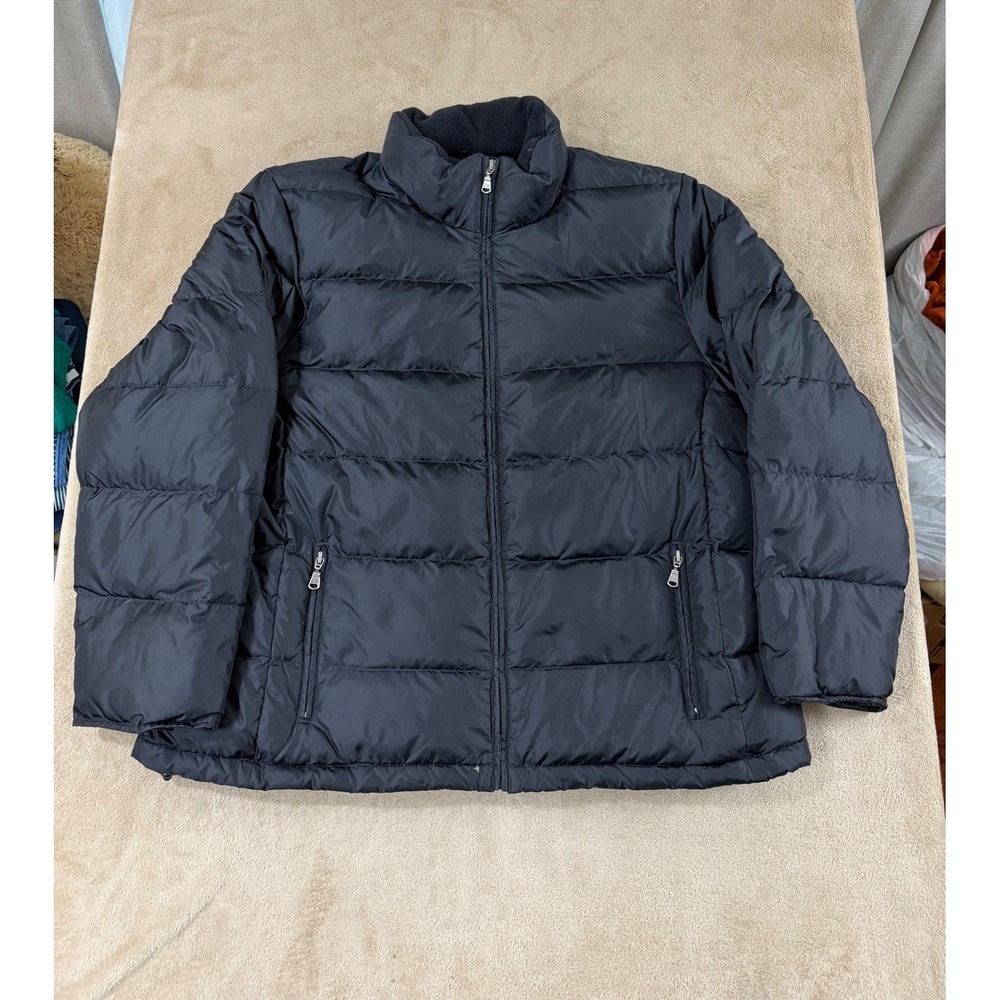 Eddie Bauer Goose Down Puffer Jacket Women 2XL Black Quilted Full Zip EUC